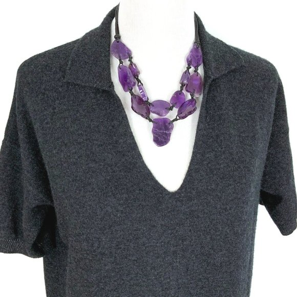 JAMES PERSE 100% Cashmere Oversized Polo Sweater Dress Gray Sz XS (0) - Picture 7 of 16